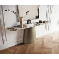 DELIFE Console Edge forme bateau 180x40 cm Céramique Patagonia Poliert Conos Métal Effektfinish Titan