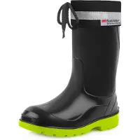 Ladeheid Bottes en caoutchouc pour enfants (filles et garçons) avec revers LA-972 (noir/vert, taille 26 EU)