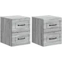 vidaXL Cabinet de chevet mural 2 pcs Sonoma gris 34,5 x 33 x 40 cm