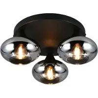 TRIO Plafonnier Divina noir avec verre fumé