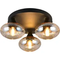 TRIO Plafonnier Divina noir avec verre ambré