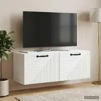Prolenta Meuble TV mural exclusif, blanc, dimensions : 78,5 x 31 x 30 cm, fabriqué en panneaux de particules