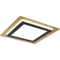 TRIO Plafonnier LED carré avec télécommande MORGAN noir et or - nuances dorées 46 W Nuances de blanc 6000 lm métal dim. : 45 x 45 x 45 cm IP20