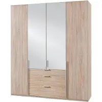 Wimex Armoire New York à portes battantes, 180 cm, chêne brut de sciage, portes miroir (16972)