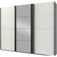 Wimex Armoire à portes coulissantes Bern, finition au choix, blanc / acier brut, 225 x 64 x 210 cm