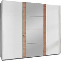 Wimex Armoire à portes coulissantes Bern, finition au choix, blanc / chêne Artisan, 270 x 64 x 210 cm