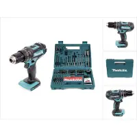 Makita Perceuse à percussion sans fil DHP 482 Z 18 V 62 Nm Solo + jeu d'embouts et de forets 100 pièces