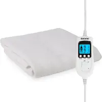Auronic - Couverture électrique de luxe - 150x80 cm - Polyester blanc - 9 niveaux de chaleur et zone de pieds réglables séparément - Minuterie et protection contre la surchauffe - Lavable