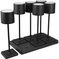 TRIO Lot de 6 lampes rechargeables noires avec socle de recharge LED intégré 1 W FERNANDEZ RL