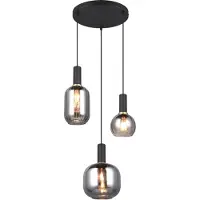 TRIO Lampe suspendue pour salle à manger Diva 3 lumières - verre fumé