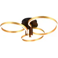 TRIO Plafonnier LED CARUSO 43 W, de 2 700 à 3 500 K, 4 980 lm, métal doré et noir, dimensions : 20 x 65 x 65 cm, IP20,