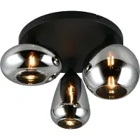 TRIO Plafonnier, noir, 3 flammes, H 24,5 cm