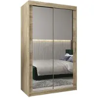 Feldmann-Wohnen Armoire à portes coulissantes Tokyo Armoire 120x62x200cm Chêne Sonoma Miroir