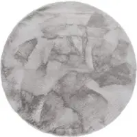 Tapis.fr Tapis en fourrure Fluffy gris 200 cm rond