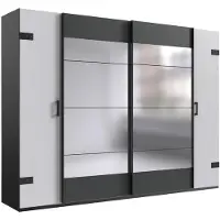 Wimex Armoire à portes battantes/louvoyantes Stockholm Armoire 270x65x210cm graphite blanc (18769)