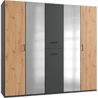 Wimex Armoire Lima 225x58x208cm Chêne graphite Artisan avec tiroirs coulissants (17973)