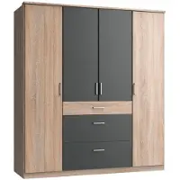 Wimex Armoire Click pour chambre à coucher avec tiroirs, finition au choix : chêne brut / graphite