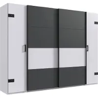 Wimex Armoire à portes battantes/louvoyantes Stockholm Armoire 270x65x210cm design industriel Couleur au choix blanc / graphite