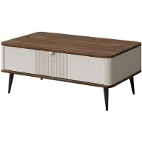 Feldmann-Wohnen Table basse Marly, table de salon 100 x 60 x 42 cm, couleur au choix : cachemire / noyer