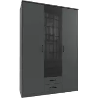 Wimex Armoire Soest à portes battantes, verre noir graphite, dimensions au choix
