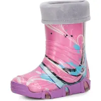 Ladeheid Enfants Filles Garçons Bottes en Caoutchouc Doublées Swk2020 (Violet Muster-33, 27/28)