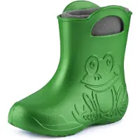 Ladeheid Eva Enfants Garçons Filles Bottes de pluie fourrées LA-CA-03 (vert émeraude/gris, 34/35 UE)