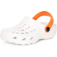Ladeheid Sabots pour enfants (filles et garçons) Eva – Sabots de jardin – Chaussures de jardin LA-CA-06 (Blanc/Orange, 26/27 EU)