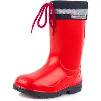 Ladeheid Kinder Mädchen Jungen Bottes en caoutchouc avec manchette LA-972 (rouge/noir, 34 UE)