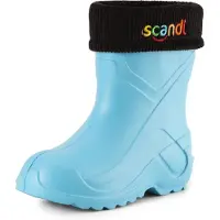 Ladeheid Enfants Filles Garçons Bottes en Caoutchouc thermo-légères doublées LA-763 (Turquoise306c/noir, 34 UE)
