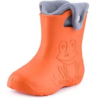 Ladeheid Eva Enfants Garçons Filles Bottes de pluie fourrées LA-CA-04 (Orange/Gris, 24/25 EU)