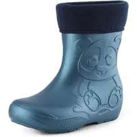 Ladeheid Eva Enfants Garçons Filles Bottes de pluie fourrées LA-CA-11 (Bleu métallique-2, 26/27 EU)