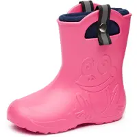 Ladeheid Kinder Federleichte Gummistiefel Thermo Fütterung Mädchen Jungen Rutschfeststiefel Kinder Regenschuhe LA-CA-Frog245 (Rose, 34/35 EU)