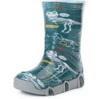 Ladeheid Enfants Filles Garçons Bottes en Caoutchouc Doublées SwkBW (Bleu Foncé Dinosaure, 23/24)