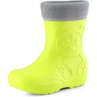 Ladeheid Eva Enfants Garçons Filles Bottes de pluie fourrées LA-CA-11 (Citron vert, 24/25 UE)