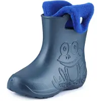 Ladeheid Eva Enfants Garçons Filles Bottes de pluie fourrées LA-CA-04 (bleu métallique/bleu marine-2, 30/31 EU)
