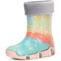 Ladeheid Enfants Filles Garçons Bottes en Caoutchouc Doublées Swk2020 (Turquoise Muster-31, 29/30)