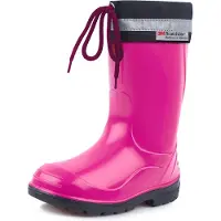 Ladeheid Kinder Mädchen Jungen Bottes en caoutchouc avec manchette LA-972 (fuchsia/noir, 33 UE)