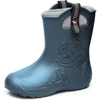 Ladeheid Kinder Federleichte Gummistiefel Thermo Fütterung Mädchen Jungen Rutschprofs Kinder Regensschuhe LA-CA-Frog245 (MetallischesBlau-2, 32/33 EU)