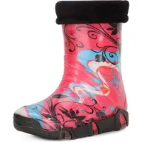 Ladeheid Enfants Filles Garçons Bottes en Caoutchouc Doublées Swk2020 (Rose Muster-32, 25/26)