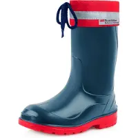 Ladeheid Kinder Mädchen Jungen Bottes en caoutchouc avec manchette LA-972 (bleu foncé/rouge, 31 UE)