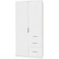 Wimex Armoire Joker pour chambre à coucher 90 x 58 x 199 cm, blanche, 2 portes (18808)