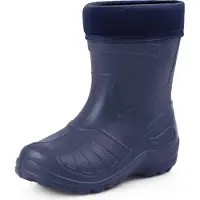Ladeheid Enfants Filles Garçons Bottes de pluie fourrées Eva Thermo poids plume KL050 (bleu foncé, 33 UE)