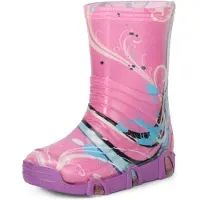 Ladeheid Enfants Filles Garçons Bottes en Caoutchouc Doublées Swk2020BW (Violet Muster-33, 29/30)