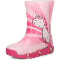 Ladeheid Bottes en caoutchouc pour enfants (filles et garçons), doublées, modèle Swk2020BW (licorne rose, tailles 30, 35/36)