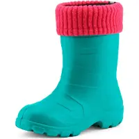 Ladeheid Bottes en caoutchouc Eva Thermo ultra-légères pour enfants (filles et garçons), doublées, LA845KIDS (turquoise/rose, taille 31 EU)