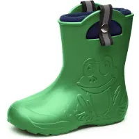 Ladeheid Kinder Federleichte Gummistiefel Thermo Fütterung Mädchen Jungen Rutschfeststiefel Kinder Regenschuhe LA-CA-Frog245 (Vert émeraude, 34/35 EU)