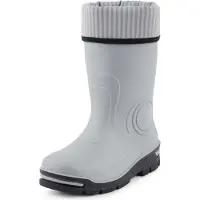Ladeheid Enfants Filles Garçons Bottes de pluie avec chaussettes chaudes LARB013 (Gris, 25 26 UE)