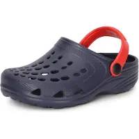 Ladeheid Sabots pour enfants (filles et garçons) Eva - Sabots de jardin - Chaussures de jardin LA-CA-06 (bleu marine/rouge, 24/25 EU)