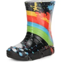 Ladeheid Enfants Filles Garçons Bottes en Caoutchouc Doublées Swk2020BW (Noir Motif-34, 27/28)