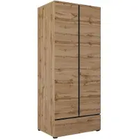 Hm Helvetia Armoire Kaunas, 2 portes, blanche, 89 x 59,5 x 210 cm, chêne Wotan